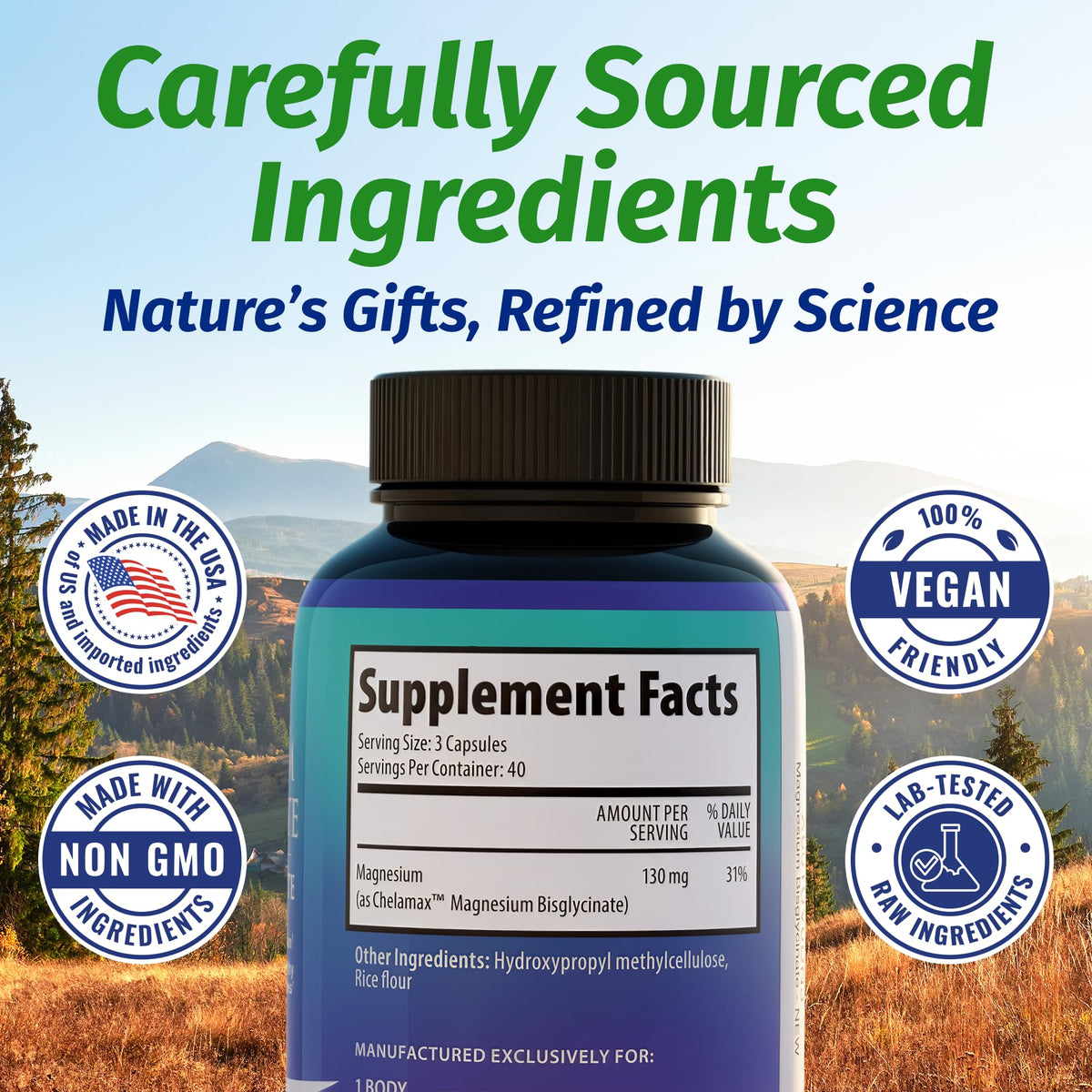1 Body Magnésium Bisglycinate 120 capsules arrière