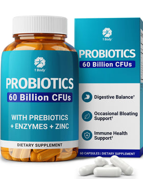 1 Body Probiotic 60 Milliards avec Prébiotiques, vue de face