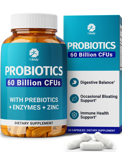 1 Body Probiotic 60 Milliards avec Prébiotiques, vue de face