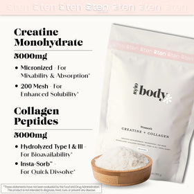10Ten Nutrition Créatine + Collagène poudre sans saveur dans un verre