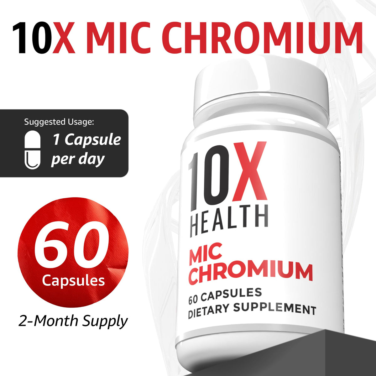 10X Health System MIC Chromium, capsules ouvertes montrant le contenu