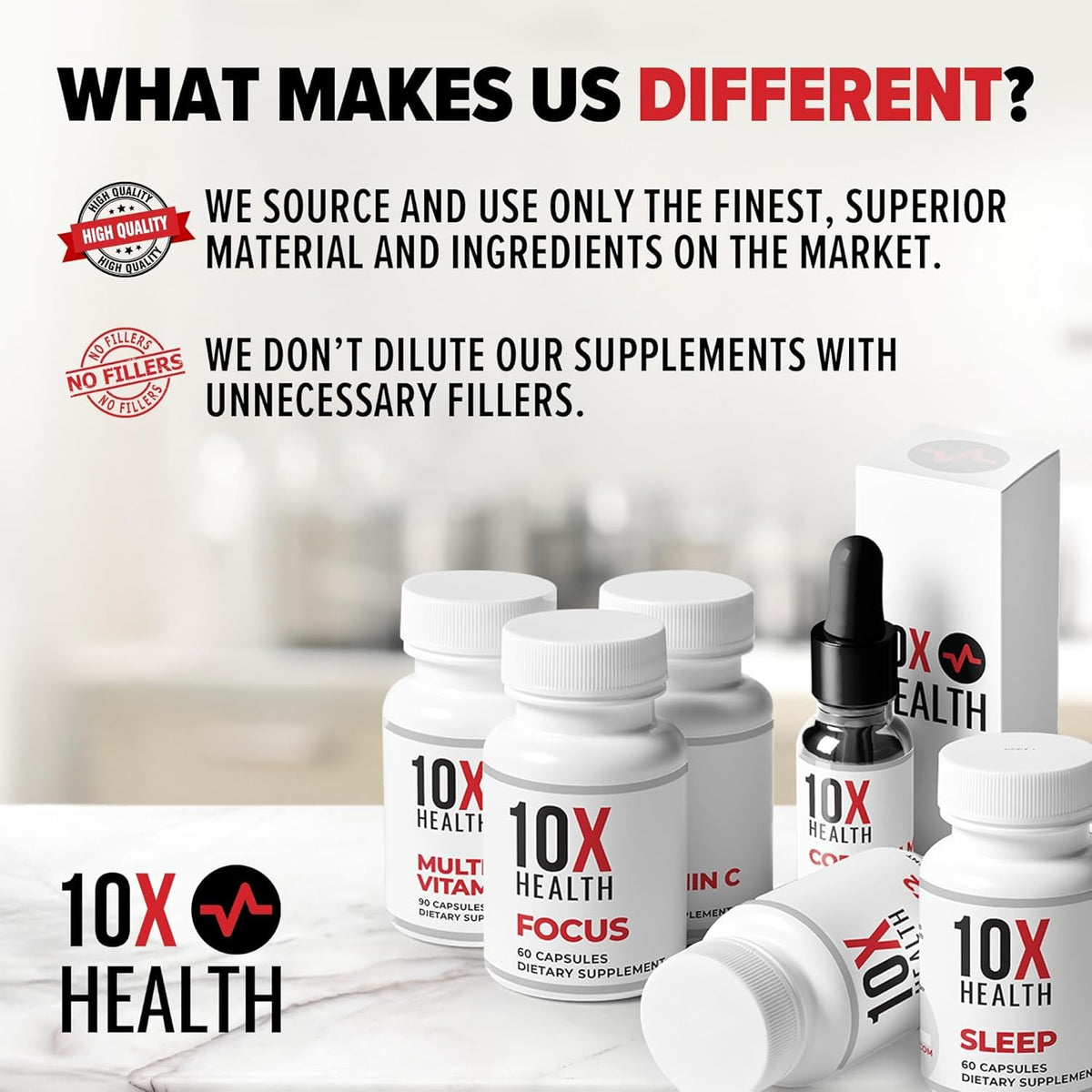 10X Health System MIC Chromium sur une table avec d'autres compléments