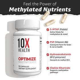 10X Health System Multivitamine Méthylée 90 Capsules avec fond neutre