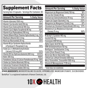 10X Health System Multivitamine Méthylée 90 Capsules avec un verre d'eau