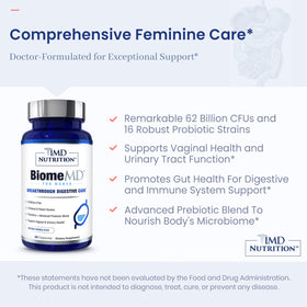 1MD Nutrition BiomeMD capsules sur une surface blanche