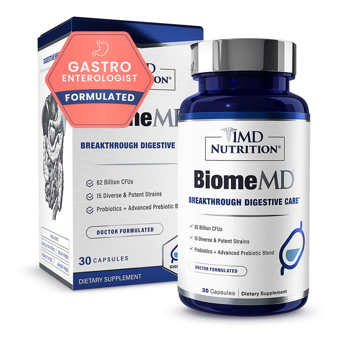 1MD Nutrition BiomeMD Probiotiques 30 Capsules vue de face