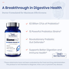 1MD Nutrition BiomeMD Probiotiques capsules avec un verre d'eau