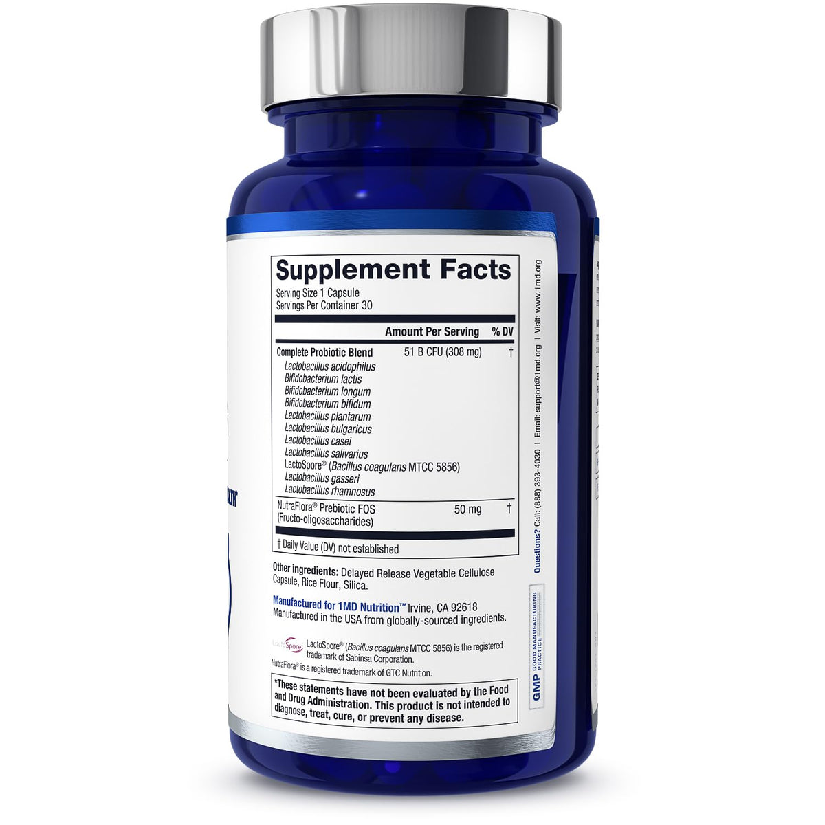 1MD Nutrition Complete Probiotics Platinum capsules sur table