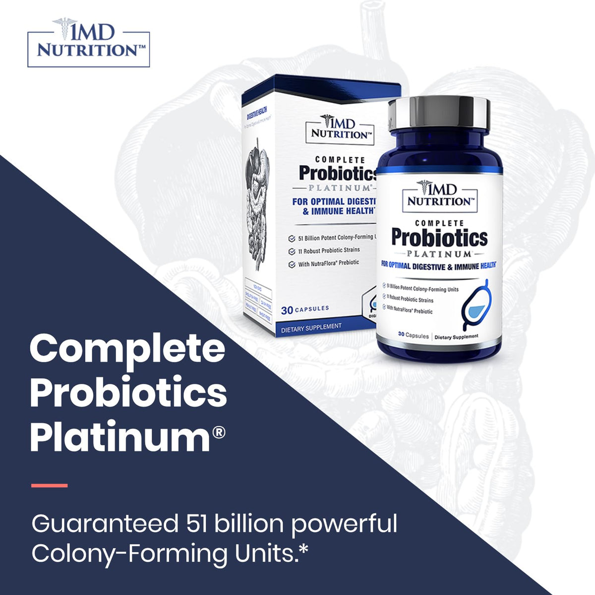 1MD Nutrition Complete Probiotics Platinum ingrédients listés
