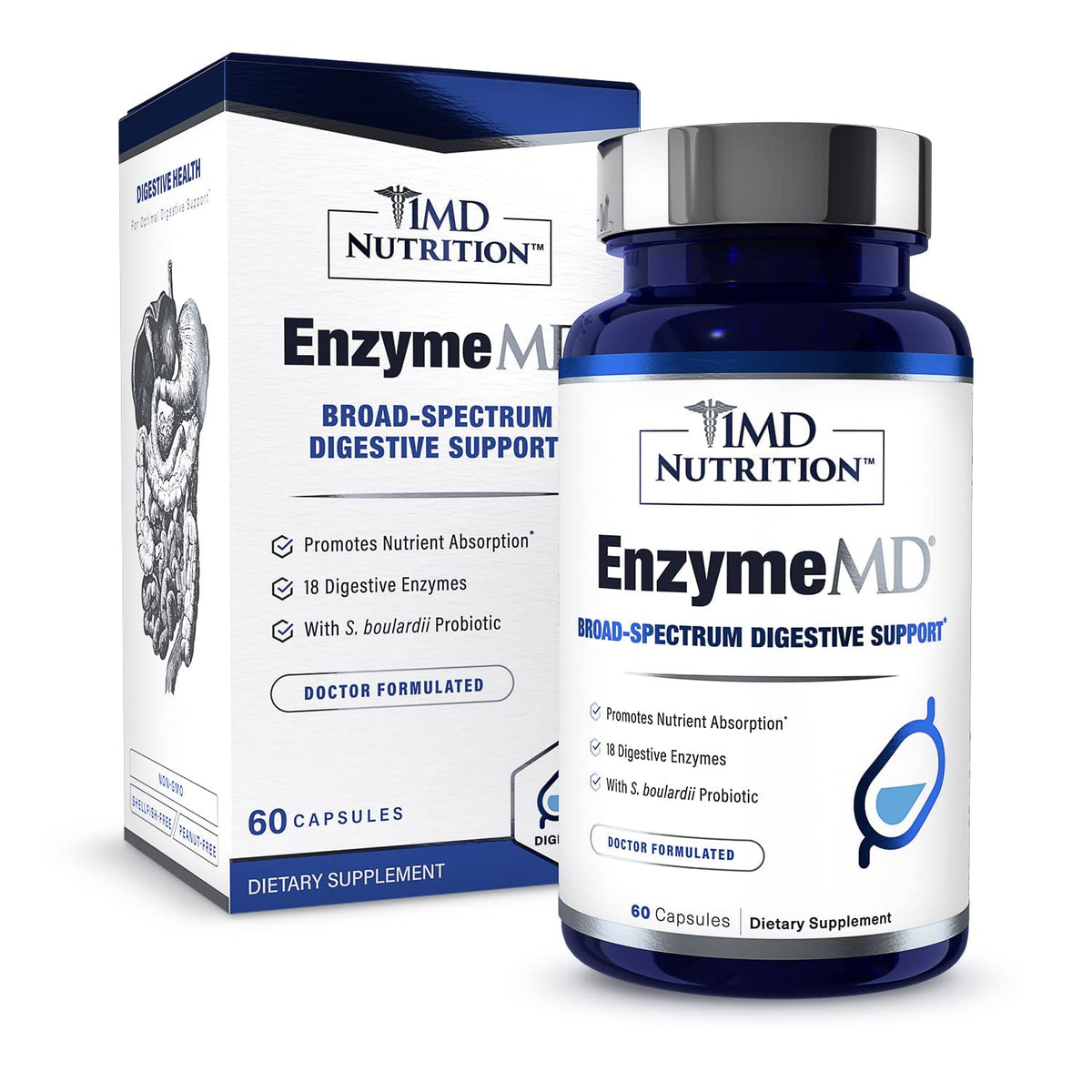 1MD Nutrition EnzymeMD complément alimentaire 60 capsules végétariennes