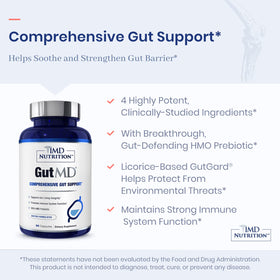 1MD Nutrition GutMD L-Glutamine capsules avec verre d'eau