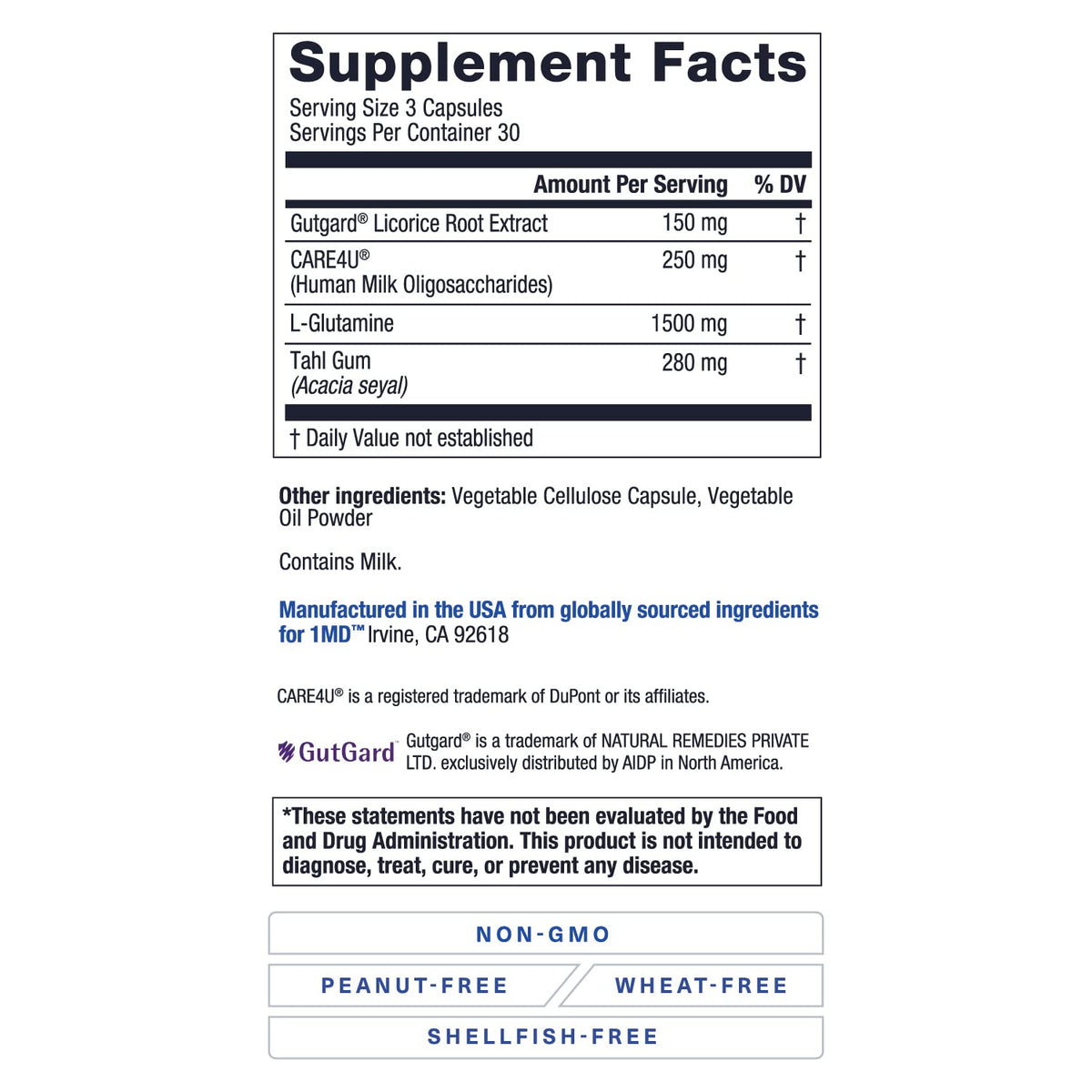 1MD Nutrition GutMD L-Glutamine vue de côté