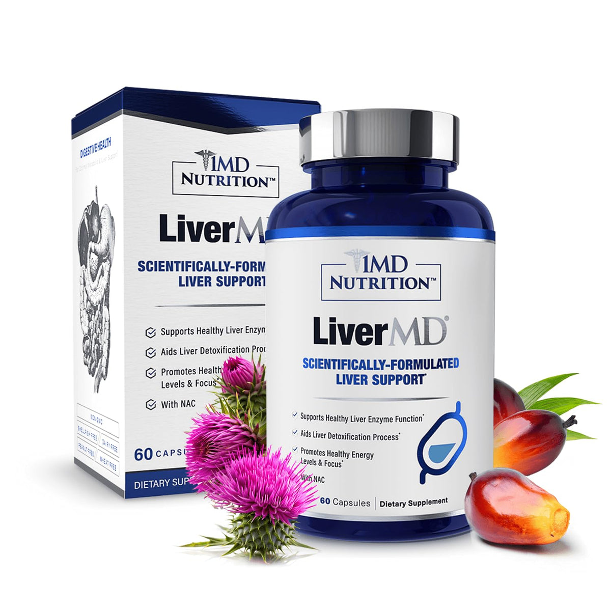 1MD Nutrition LiverMD 60 capsules vue de face