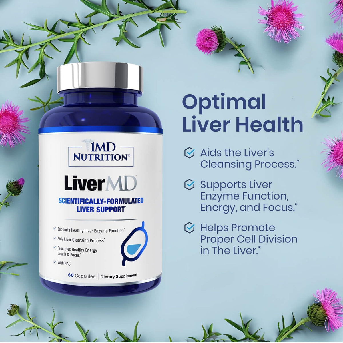 1MD Nutrition LiverMD capsules en main
