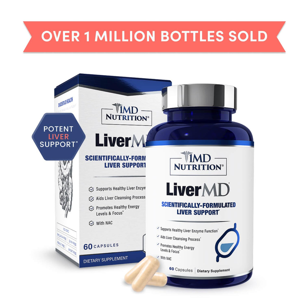 1MD Nutrition LiverMD capsules sur fond blanc