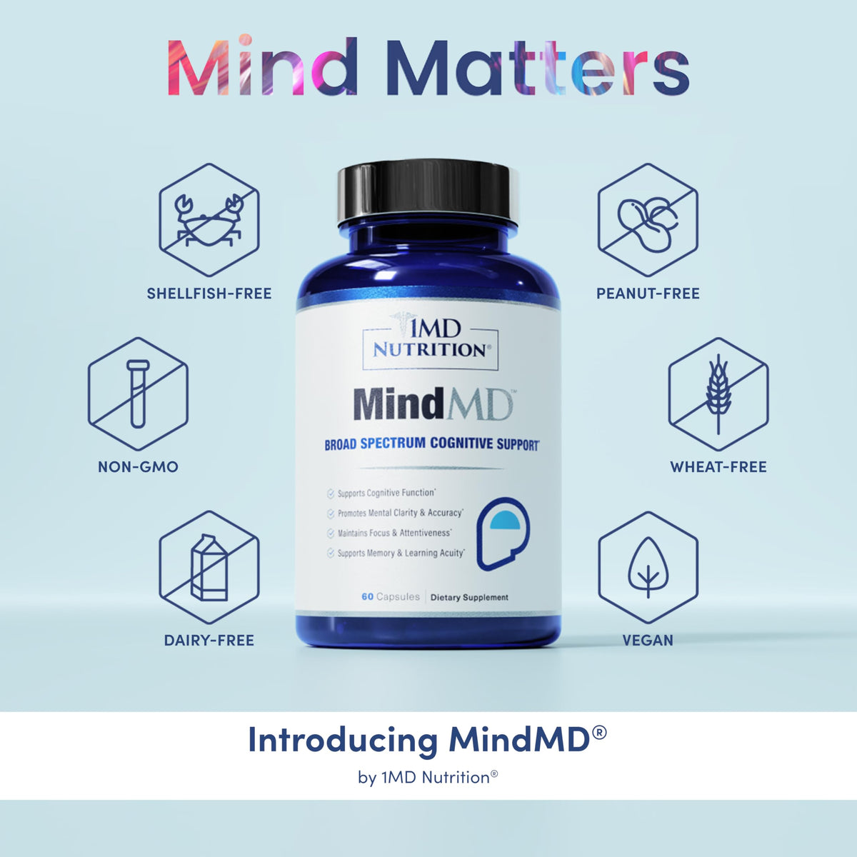 1MD Nutrition MindMD complément cérébral 60 capsules et gobelet