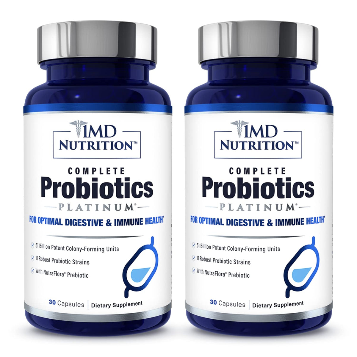 1MD Nutrition Probiotiques 30 Capsules Végétales - vue avant
