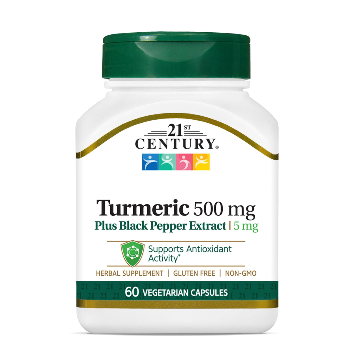 21st Century Curcuma 500mg avec Poivre Noir capsules vue de face