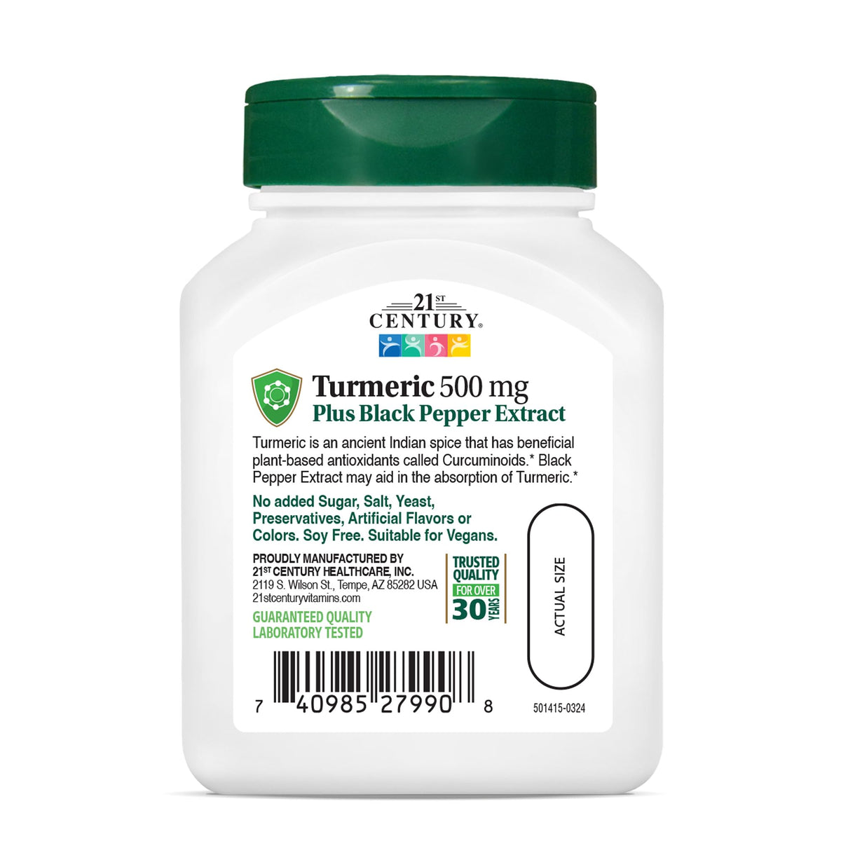 21st Century Curcuma 500mg avec Poivre Noir emballage
