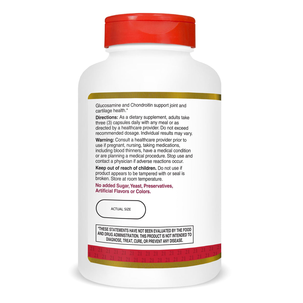 21st Century Glucosamine Chondroitin 500/400mg comprimés dans une main