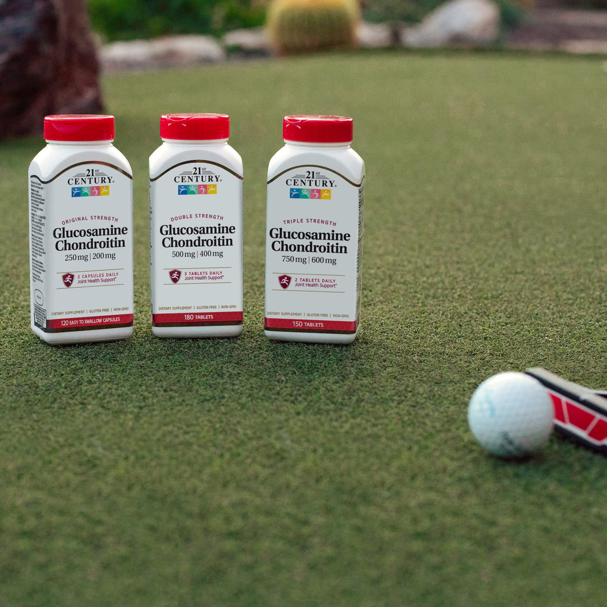 21st Century Glucosamine Chondroitin 500/400mg comprimés en gros plan