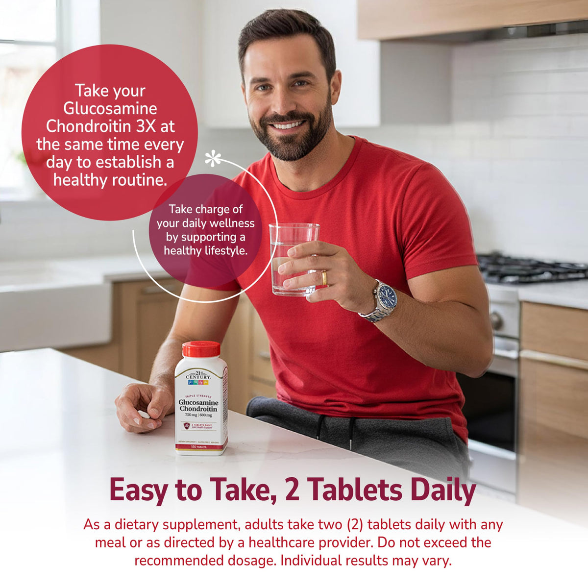 21st Century Glucosamine Chondroitin 750mg/600mg vue arrière de la boîte