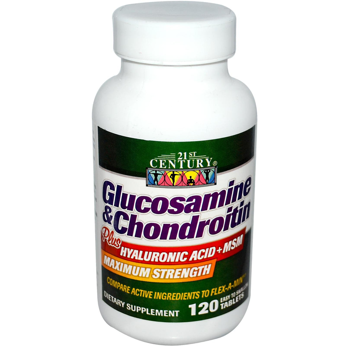 21st Century Glucosamine et Chondroitine Plus 120 comprimés vue de face