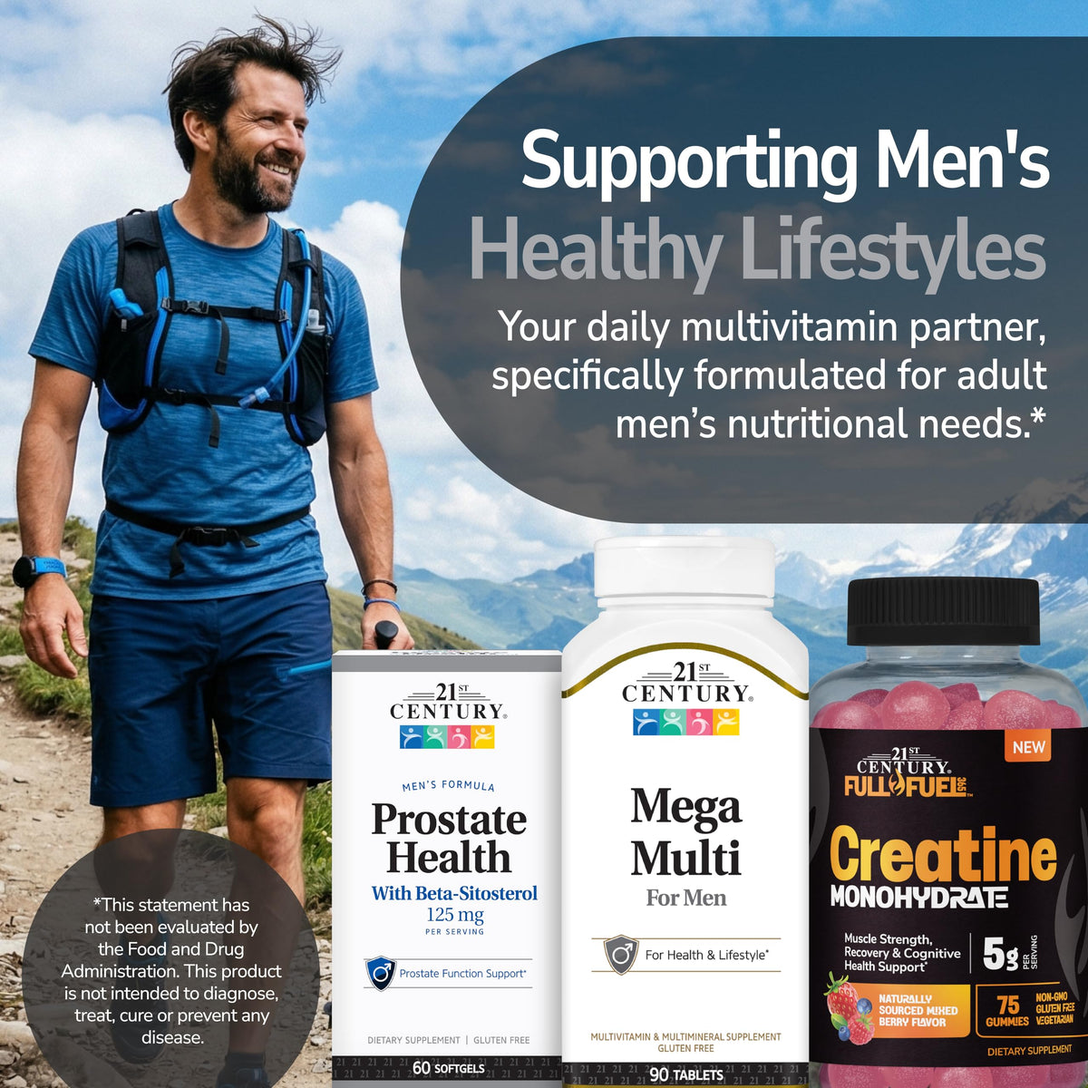 21st Century Mega Multi pour Hommes, bouteille sur un fond neutre