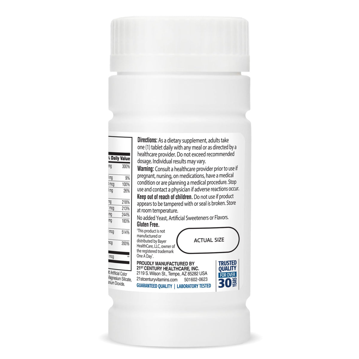 21st Century Multivitamines 50+, arrière de la boîte