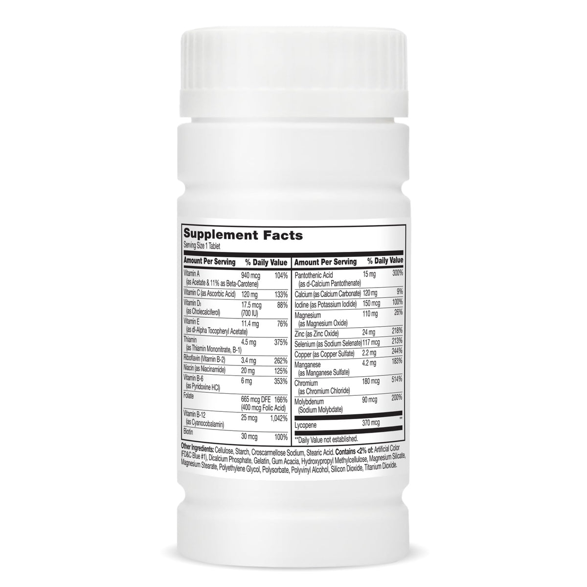 21st Century Multivitamines 50+, dosage quotidien recommandé