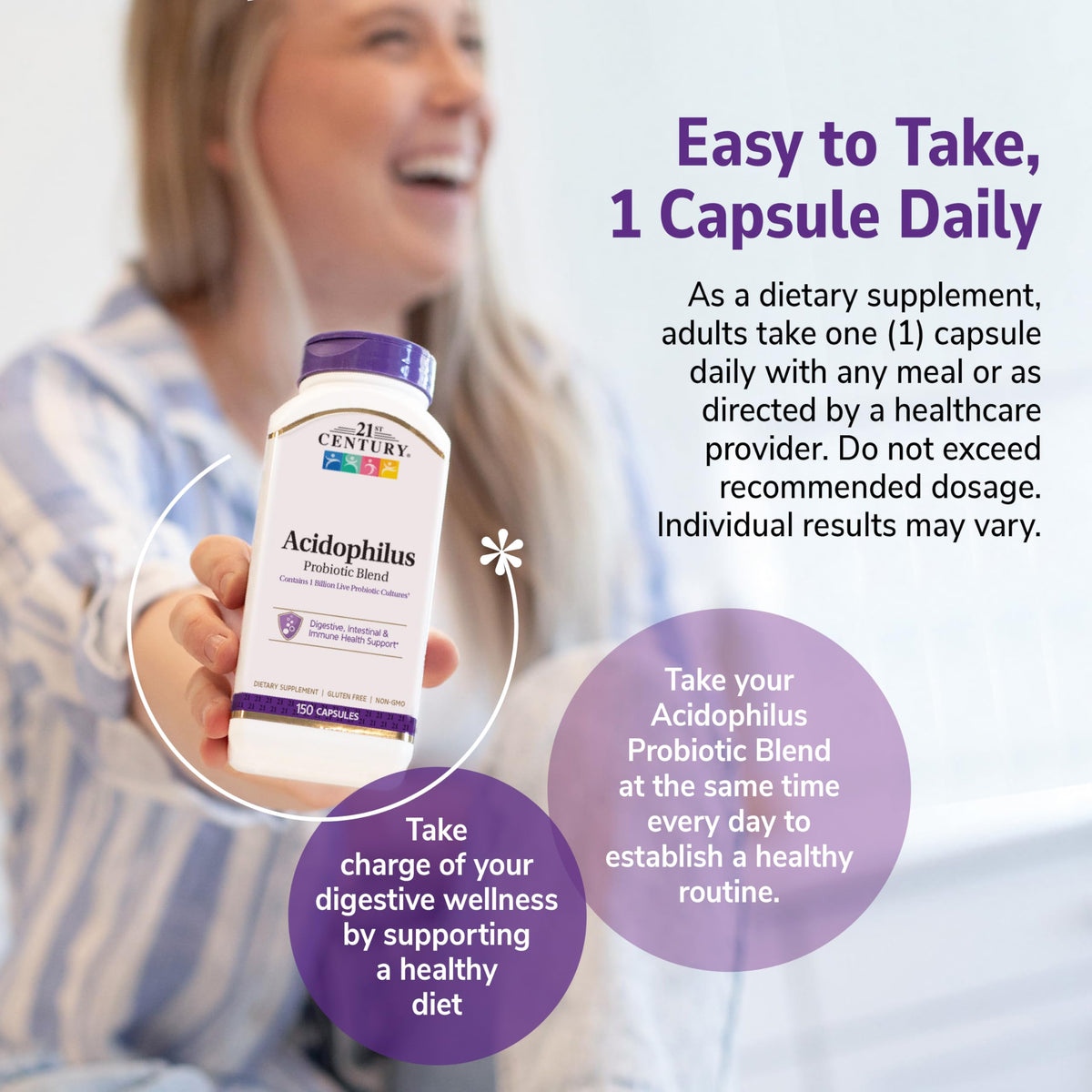 21st Century Probiotique capsules sur fond blanc