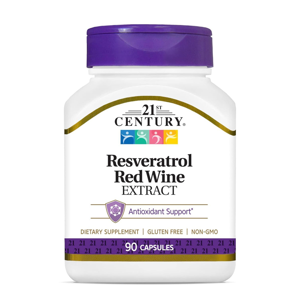 21st Century Resvératrol 90 capsules vue de face avec étiquette