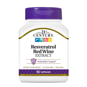 21st Century Resvératrol 90 capsules vue de face avec étiquette