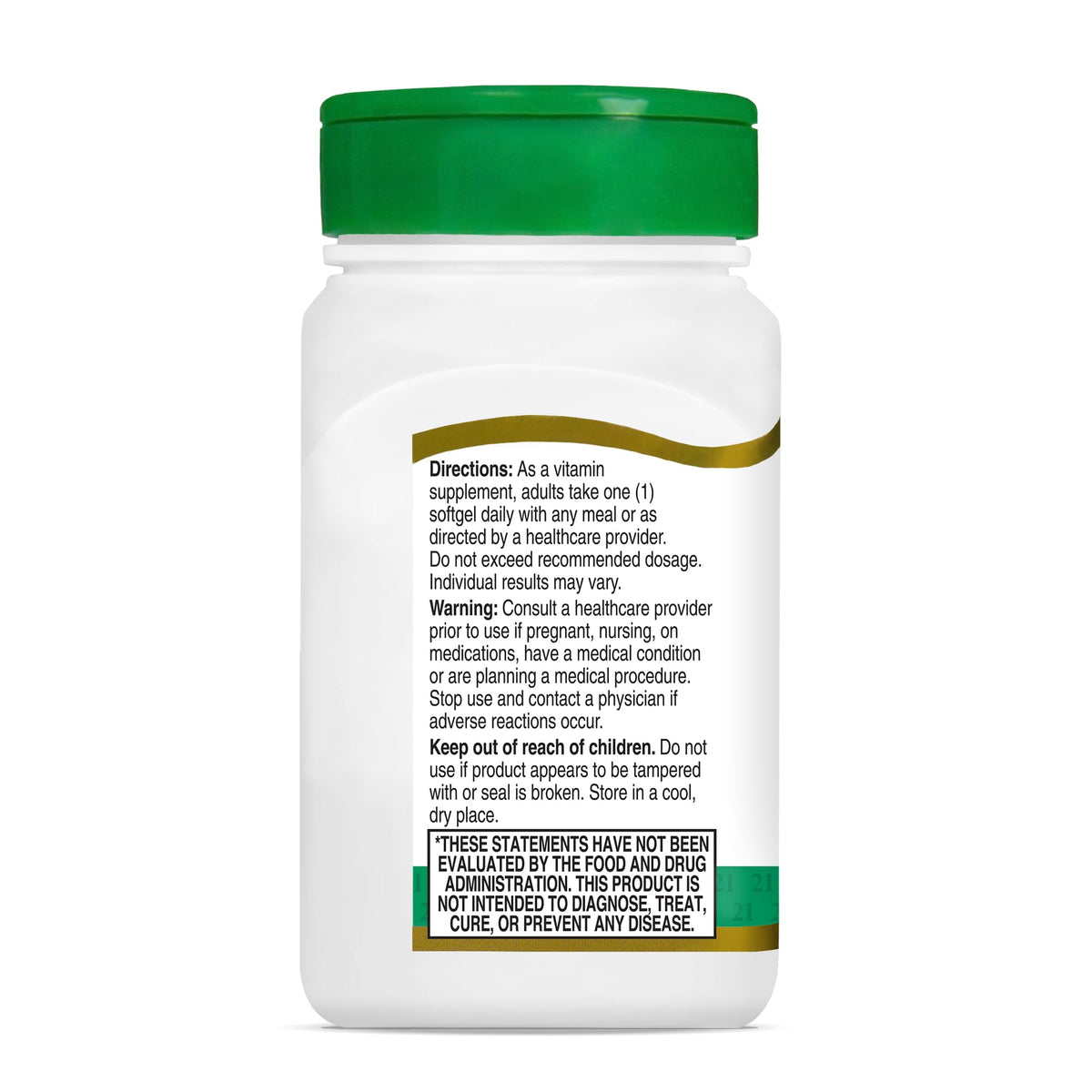 21st Century Vitamine E 1000 IU Gélules, gélules dans un verre
