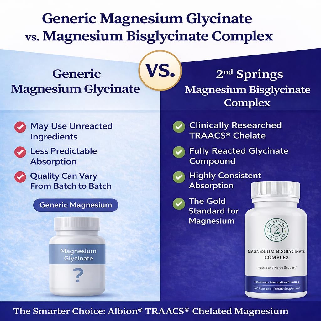 2nd Springs Magnésium Bisglycinate 400mg 120 capsules, vue arrière