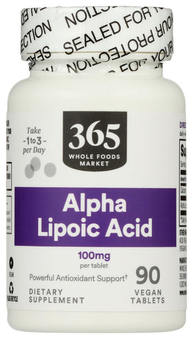 365 by Whole Foods Market Acide Alpha Lipoïque 100mg comprimés vue avant