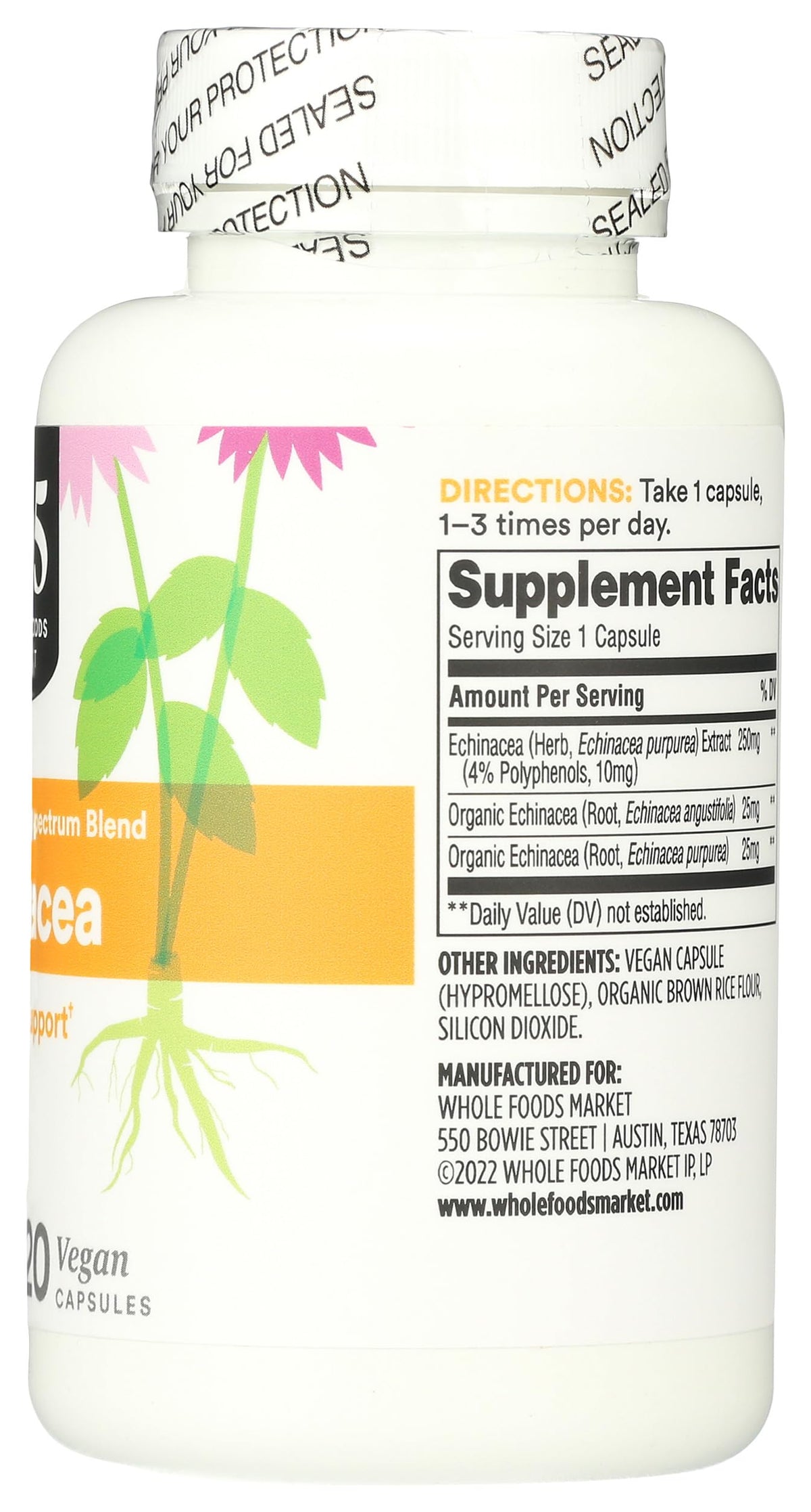 365 by Whole Foods Market Échinacée 120 gélules avec un verre d'eau
