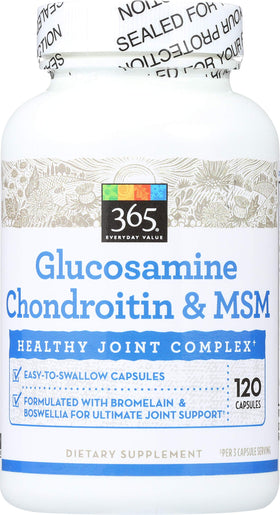 365 by Whole Foods Market Glucosamine Chondroïtine 120 capsules vue de face