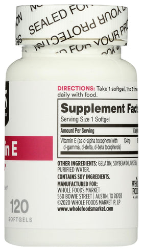 365 Vitamine E gélules molles sur fond neutre