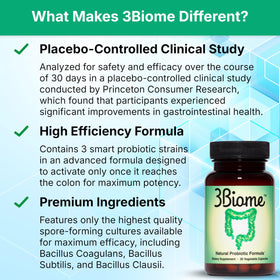 3Biome complément probiotique 60 capsules végétales avec étiquette