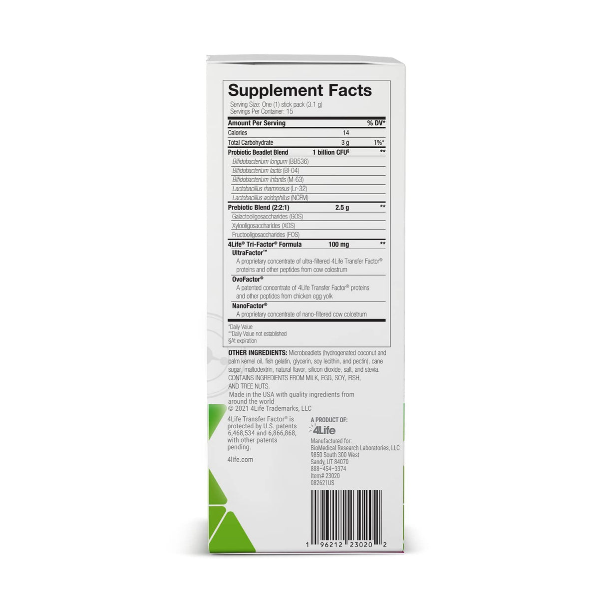 4Life Digest4Life sachets de prébiotiques, contenu des sachets