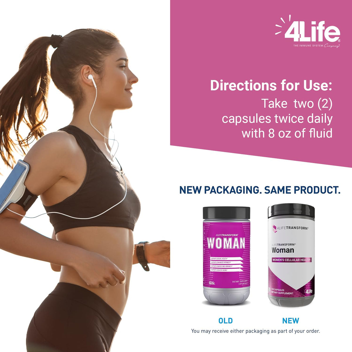 4Life Femme 120 capsules sur une table en bois