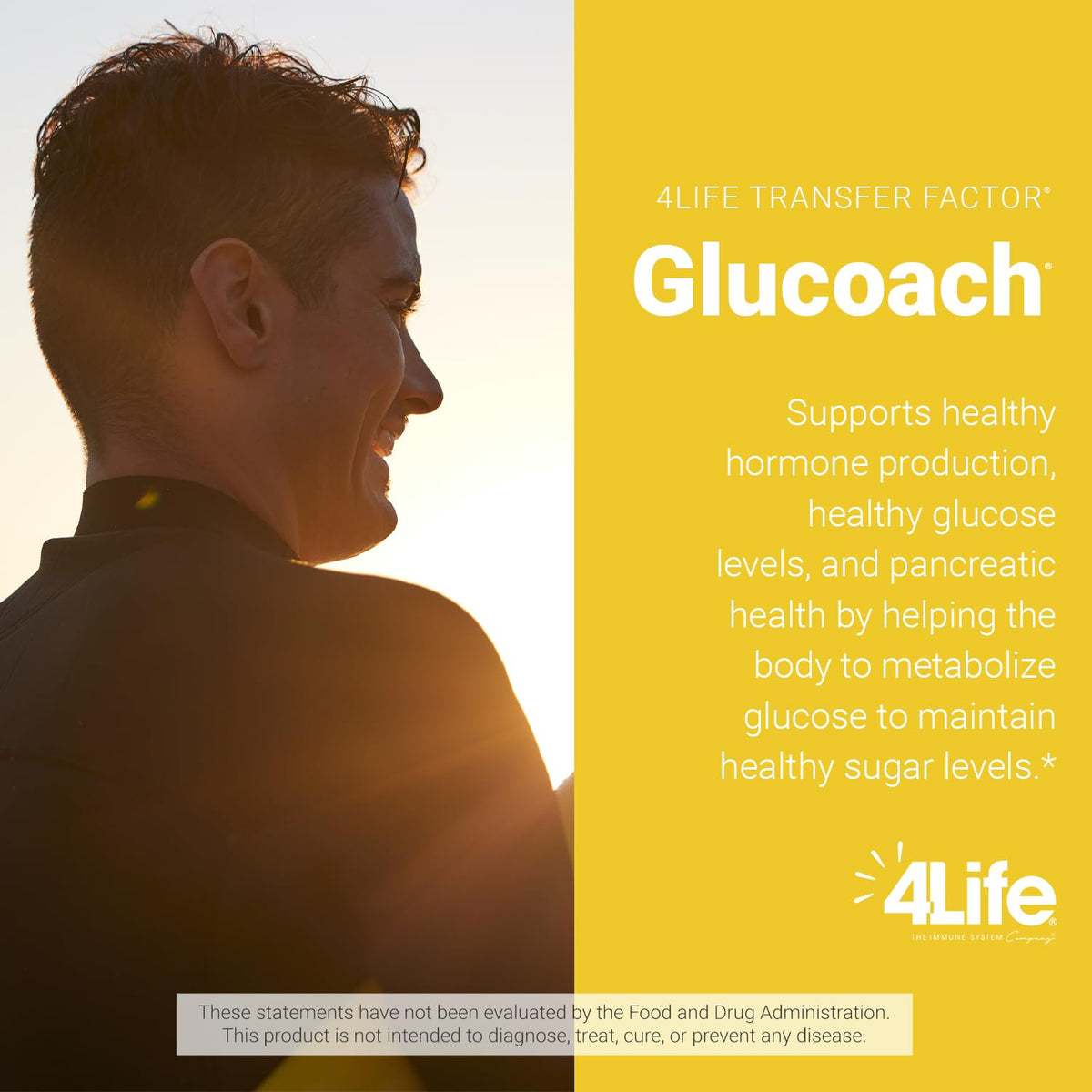 4Life GluCoach 120 capsules avec des plantes en arrière-plan