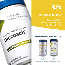 4Life GluCoach 120 capsules ouverte montrant le contenu