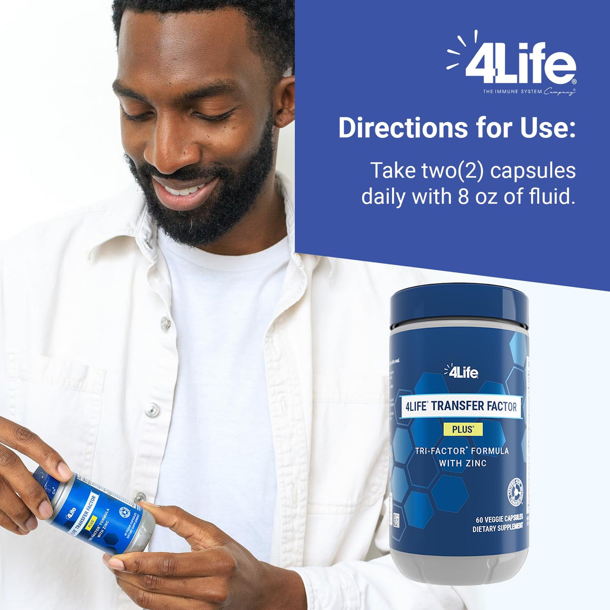4Life Transfer Factor Plus Zinc avec un fond naturel