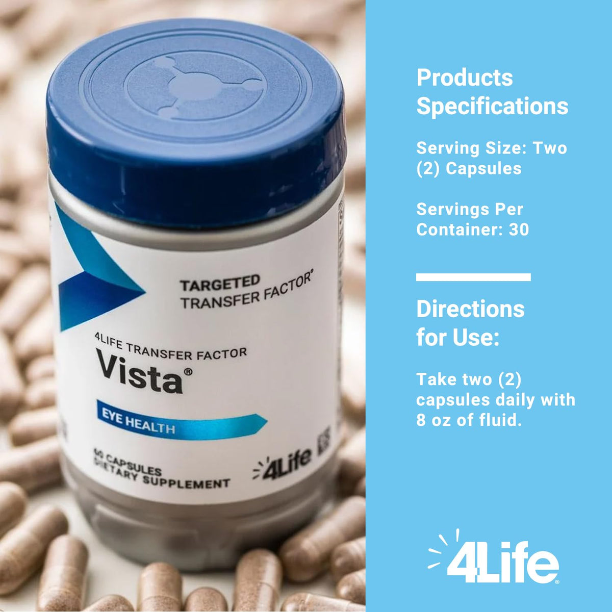 4Life Vista Santé Oculaire - capsules dans un bol