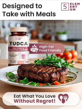 5 elementum TUDCA Complément Alimentaire 1200mg flacon ouvert