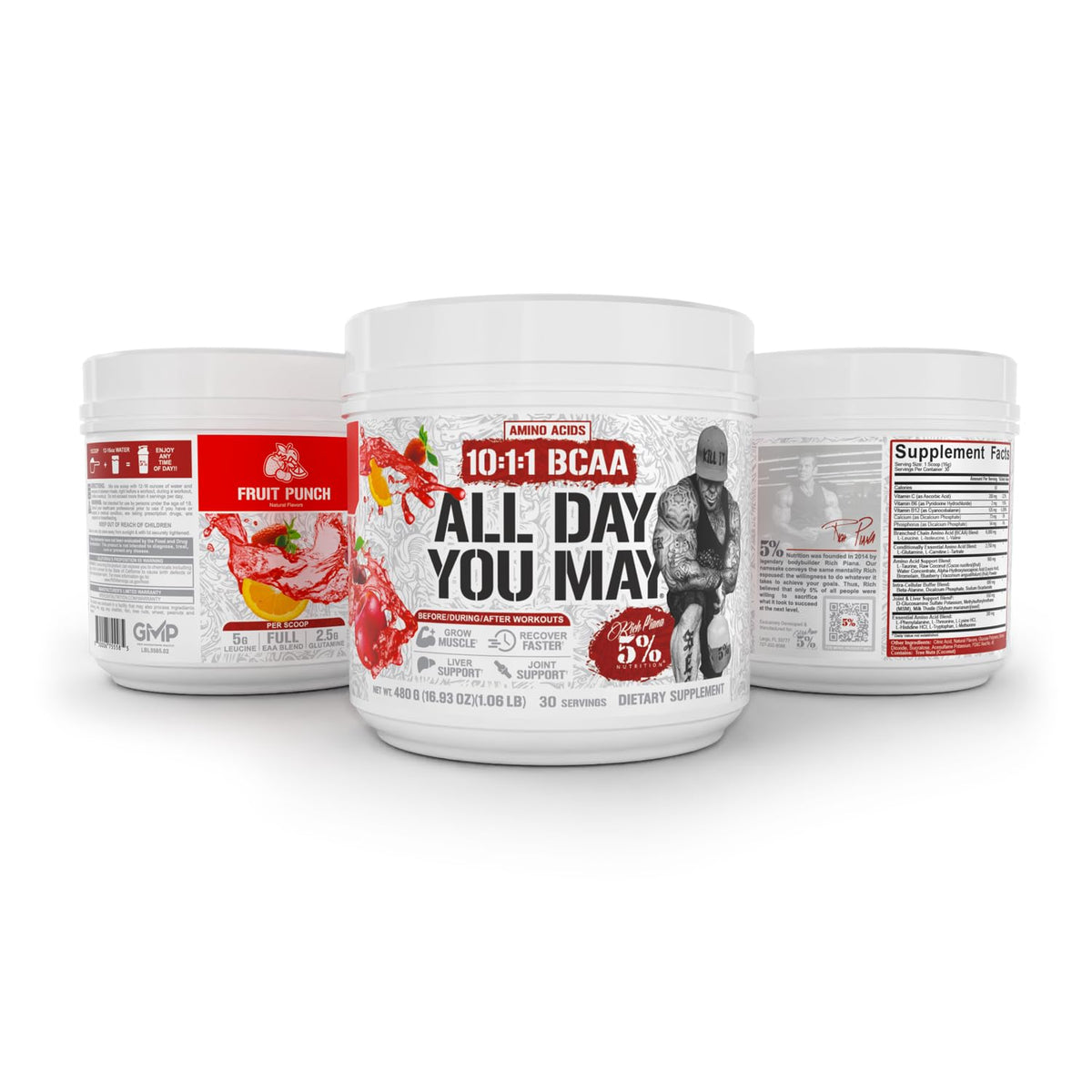 5% Nutrition AllDayYouMay BCAA Poudre 540g - Détails de la composition