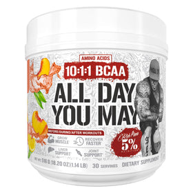 5% Nutrition AllDayYouMay BCAA Poudre Thé Pêche 649g vue de face