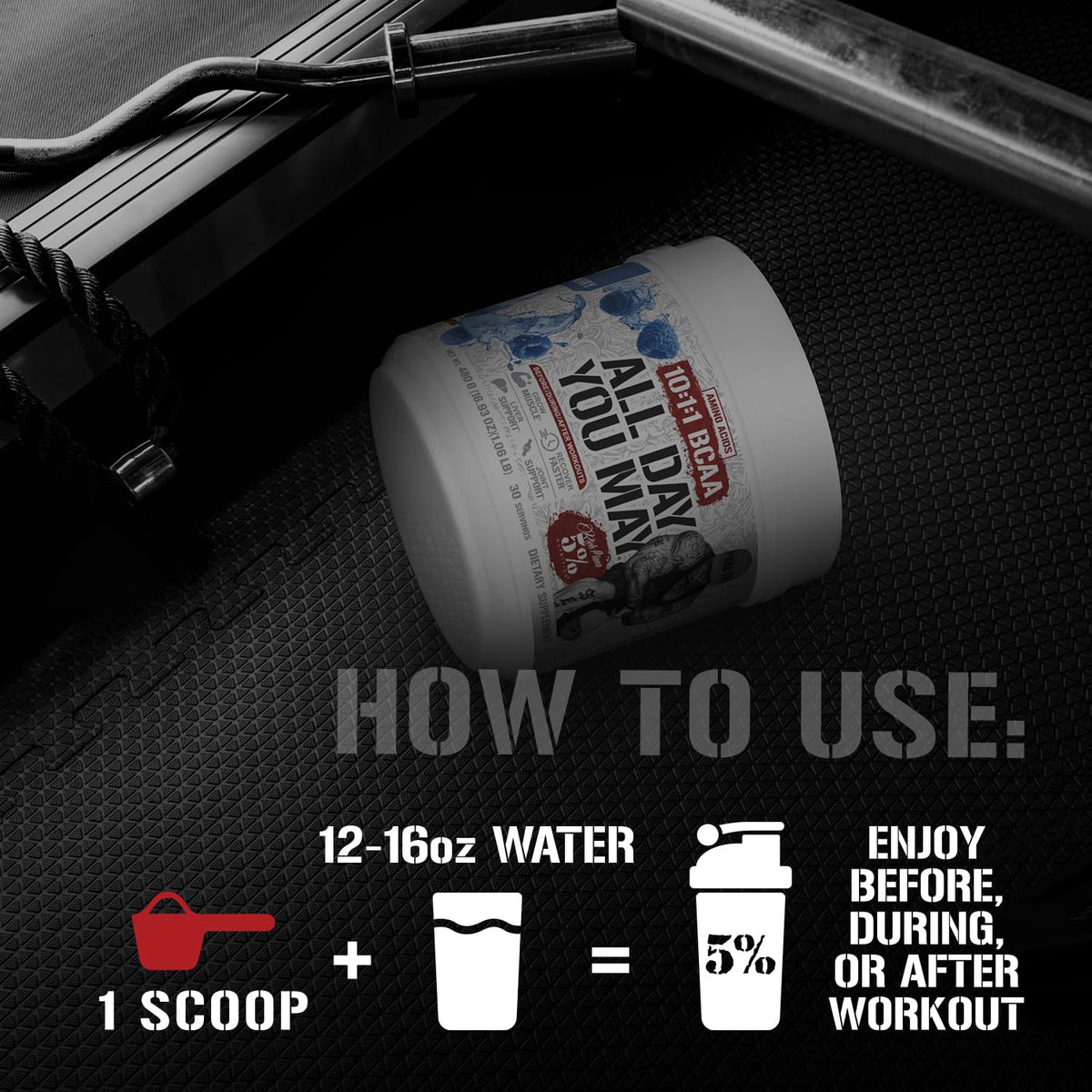 5% Nutrition AllDayYouMay Poudre BCAA 531g avec cuillère doseuse